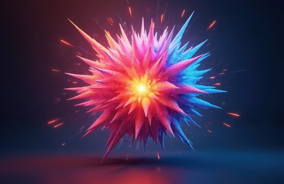 3D render of vibrant neon light explosion. Colorful abstract design with dynamic energy and futuristic tech elements. Generative AI art with creative, innovative digital concept.