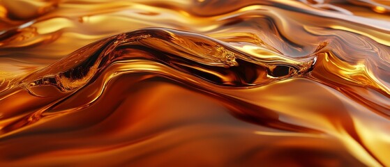 Close-up 3D illustration of whiskey liquid, showcasing its amber brown and gold hues, with a textured water-like surface that captures the smooth, rich essence of liquor