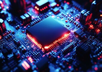 Fototapeta premium A close up of a computer chip, Concept of technology and innovation