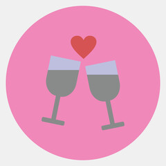 Icon romantic date. Valentine day celebration elements. Icons in color mate style. Good for prints, posters, logo, party decoration, greeting card, etc.