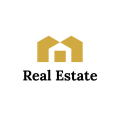 Initial M Letter House Real Estate Logo Vector Abstract Illustration Icon Design Template Element 