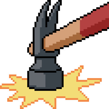 pixel art of hammer hit force