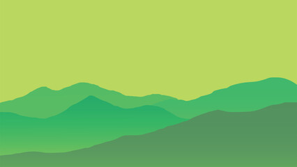 Minimalist Green Mountain Landscape – Lush Nature Illustration