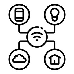 Internet Of Things and automation outline icon for smart city innovation