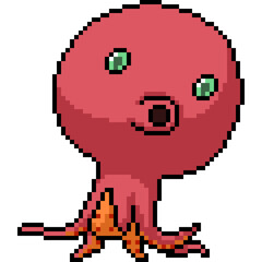 pixel art of big head octopus