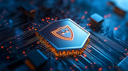 Cybersecurity action digital environment graphic design technology landscape close-up view data protection concept