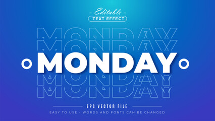 Monday editable text effect, 3D editable text template.