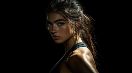 Fototapeta premium Portrait of a Young Woman in Dramatic Lighting