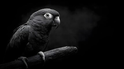 Obraz premium Haunting black and white photograph capturing the beauty and poignancy of the extinct Carolina parakeet a once vibrant and colorful bird now lost to the annals of history