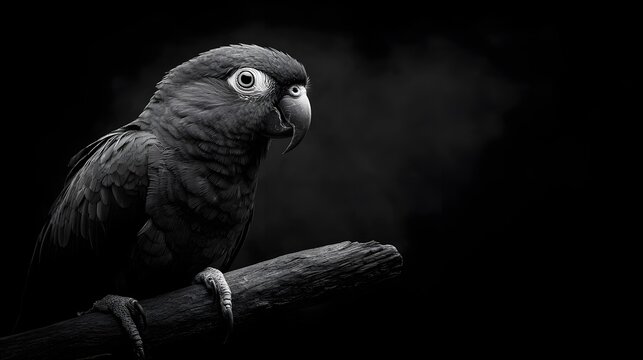 Haunting black and white photograph capturing the beauty and poignancy of the extinct Carolina parakeet a once vibrant and colorful bird now lost to the annals of history
