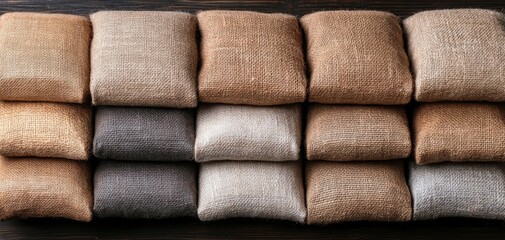 the rustic charm of burlap sacks with a coarse, woven texture, perfect for industrial and commercial use. These durable, eco-friendly materials are ideal for sustainable packaging solutions