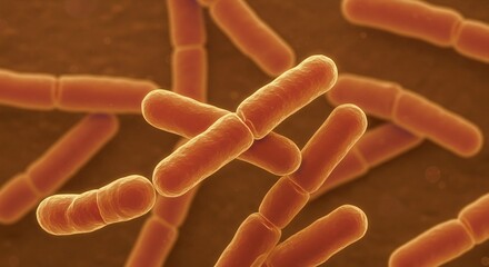  Microscopic 3D Render of Bacillus Bacteria Dividing, Illustrating Cellular Reproduction and Binary Fission in Microbiology