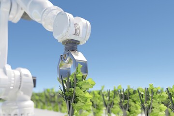 Robotics arm organic farm robot machine processing hand machinery factory green nature plant garden grow food warehouse natural rack glasshouse cos	