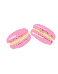 Hand drawn illustration of stack of pink macaroons.