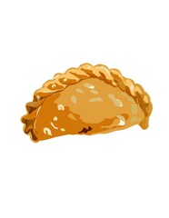 Hand drawn illustration of pastry, curry puff.
