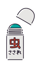 フタの開いた虫刺され薬／ベクター手書き線画イラスト