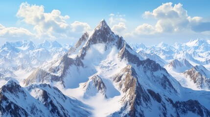 Fototapeta premium Majestic Snow-Capped Mountain Peaks in a Breathtaking Winter Landscape
