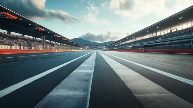 The racing circuit buzzed with excitement as cars zoomed past, their engines roaring and tires screeching on the asphalt.