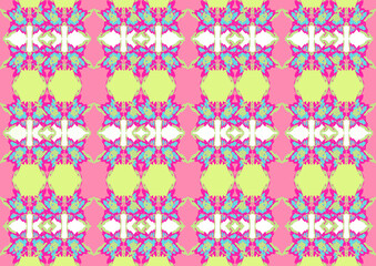 vector seamless pattern with flowers.  Colorful square textile and ceramic floor design. Geometry shape abstract tie-dye wallpaper. Aztec style and Folk embroidery. Fabric texture concept.