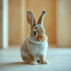 Watercolor baby bunny. Vector illustration with hand drawn fluffy rabbit, easter bunny. Clip art.