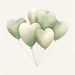 sage green and beige watercolor balloons
