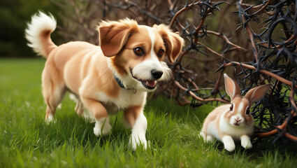 dog running in the field