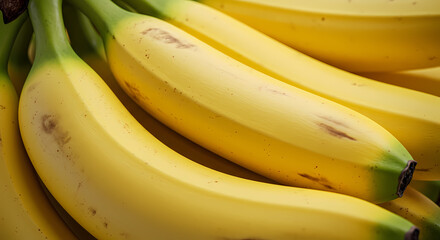 Close-up of a bunch of ripe bananas.