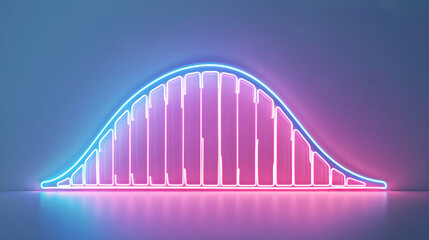 Fototapeta premium Neon LED Normal Distribution Curve in Futuristic Style 
