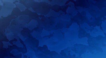 Deep blue abstract watercolor painted backdrop with cloudy ink patterns
