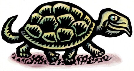 happy walking turtle or tortoise spot illustration.