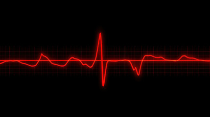 Red heartbeat line on black background.