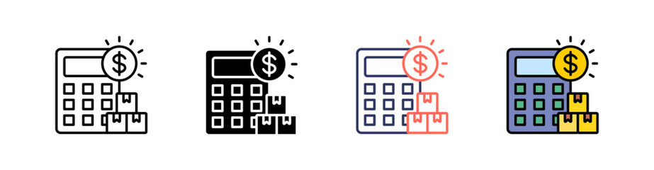 Calculation Multi Style Icon Set Vector 