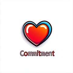 Colorful heart icon symbolizing love and commitment with the word commitment below it.