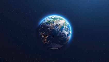 Obraz premium earth in space, Beautiful sunrise world skyline Planet earth from space Planet earth rotating 