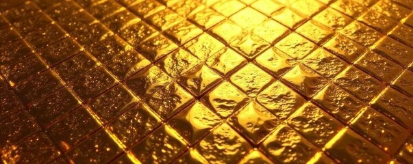 Obraz premium Elegant gold metallic grid pattern on shiny surface, background, metal, shiny