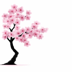 Fototapeta premium A serene and elegant cherry blossom tree, showcasing vibrant pink flowers against a minimalist backdrop, evoking tranquility and beauty.