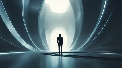 Futuristic 3D Rendered Leadership Symbol in a Modern Environment