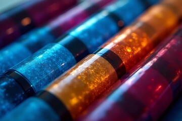 Close-up of cobalt tubes symbolizing cross-border transactions, cross border, transactions, tubes