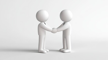 3D Rendered Floating Icon of Two Business Figures Shaking Hands