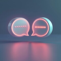 3D Rendered Office Communication Icons in Soft Glow Design