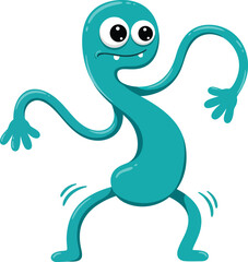 Cute Cartoon Character with Curved Body and Playful Pose