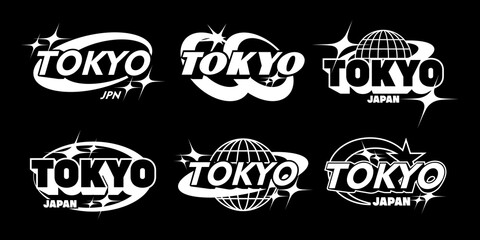 Y2K Futuristic illustration of tokyo japan vector t shirt design, vector graphic, typographic poster or tshirts street wear and Urban style