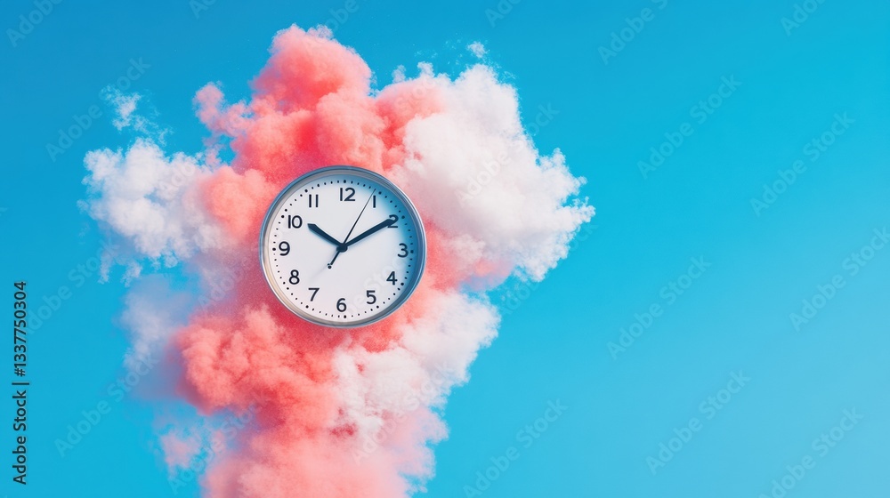Aufkleber surrealist time flux ethereal digital art exploring temporal consciousness with dreamy cloud aesthet