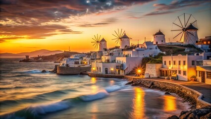 Mykonos Sunset: Windmills, Little Venice, Cyclades Island Panorama