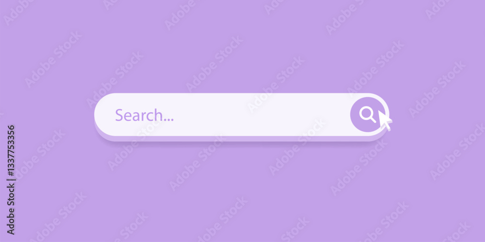 Poster search bar frame with magnifier icon, search boxes template for web page internet browser in 3d