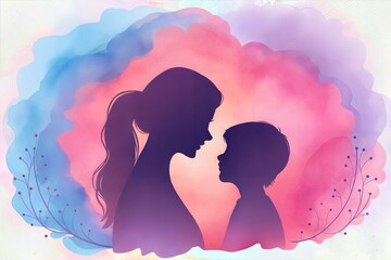 Obraz premium mother and son sharing a special moment in a warm and artistic composition, expressing deep affection, closeness, and a strong emotional connection