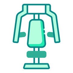 Chest press green filled line icon for upper body and strength workouts