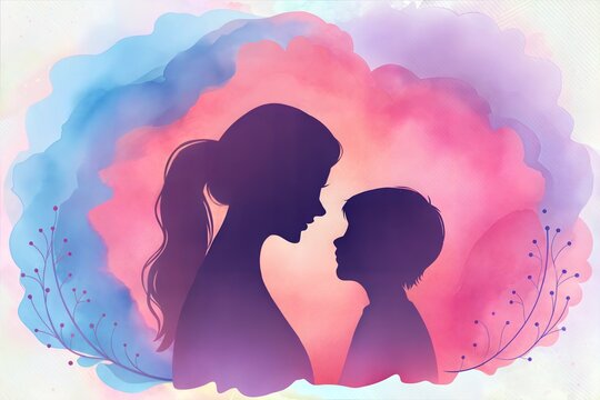 mother and son sharing a special moment in a warm and artistic composition, expressing deep affection, closeness, and a strong emotional connection