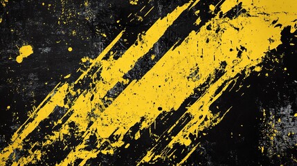 Gritty Yellow Brush Pattern on Black Background for Sports Design