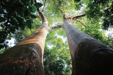 Lush Forest Canopy with Tall Trees and Green Leaves Offering Shade and Shelter